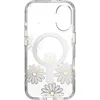 A clear phone case with a daisy pattern and a MagSafe ring. Podgląd zdjęcia produktu