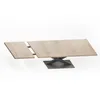 A light wood extendable table with a black metal base on a white background. Produktbild-Vorschau