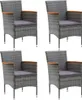 vidaXL Garten-Essstühle 4 Stk. Poly Rattan Grau Produktbild-Vorschau 7