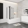 AICA 140cm Schwarz Faltwand 3 teilig Badewanneaufsatz mit Produktbild-Vorschau 3