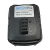 A black battery pack with a label on it. Produktbild-Vorschau