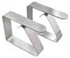 Two silver metal table cloth clips are shown against a white background. Produktbild-Vorschau