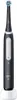 A black electric toothbrush with a blue brush head sits on a white charging base against a white background. Produktbild-Vorschau