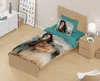 A bedroom scene with a bed featuring horse-themed bedding. Produktbild-Vorschau