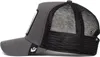 Side view of a charcoal gray trucker cap with a black mesh back. Produktbild-Vorschau