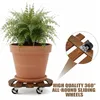 Pflanzenroller Holz Rund 2er Set, Blumentopf Untersetzer Produktbild-Vorschau 4
