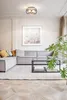 A modern living room with a sectional sofa, coffee table, rug, and a large plant. Produktbild-Vorschau