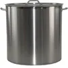 A large, stainless steel pot with a lid and handles, presented against a white background. Produktbild-Vorschau