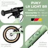 A collage of images showcasing a Puky balance bike, highlighting its features and specifications. Produktbild-Vorschau