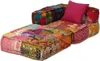 vidaXL Modulárny puf s 2 sedadlami Patchwork Fabric Náhľad obrázku produktu 3