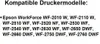 A list of compatible printer models for a product. Produktbild-Vorschau