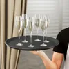 4x WELLGRO Kellnertablett Schwarz Ø 35 cm – Rutschfestes Produktbild-Vorschau 2