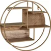 WOHNLING Wandregal Holz Metall 62 cm Hängeregal Rund Regal Produktbild-Vorschau 1