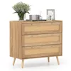 Komoda rattanowa COSTWAY z 3 szufladami, kredens drewniany Podgląd zdjęcia produktu 1