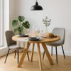 A dining table set with chairs, a plant, and a light fixture in a room. Produktbild-Vorschau