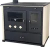 A freestanding wood-burning stove with an oven and stovetop. Voir les images du produit