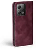 A burgundy flip case for a smartphone is shown against a white background. Produktbild-Vorschau
