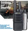 Two black walkie-talkies are shown in the foreground, with a campfire scene in the background. Produktbild-Vorschau