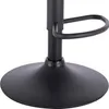 Close-up of the base and support column of a black bar stool, against a white background. Voir les images du produit
