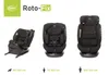 Three different views of a black child car seat are shown side-by-side, with accompanying text and icons indicating size ranges. Produktbild-Vorschau