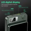 Close-up view of a power bank with its features highlighted by text and graphics. Produktbild-Vorschau