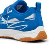 A close-up view of the heel and side of a blue Puma sneaker. Produktbild-Vorschau