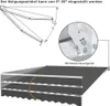 Diagrams and illustrations showing the adjustment of an awning's tilt angle and a close-up of the adjustment mechanism. Produktbild-Vorschau