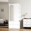 MODFU Kleiderschrank Weiß mit Spiegel,80×40×180 Produktbild-Vorschau 3