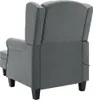 A rear view of a gray fabric massage chair with a matching ottoman. Podgląd zdjęcia produktu