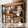 A close-up view of a tall, multi-shelf bookcase with decorative items on display. Voir les images du produit