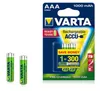A blister pack of Varta AAA rechargeable batteries, with two loose batteries shown to the left. Produktbild-Vorschau