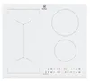 A white induction hob with four cooking zones and digital controls. Voir les images du produit