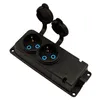 A black electrical outlet strip with two sockets and protective covers. Anteprima dell’immagine prodotto