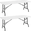 Two white folding tables with black legs are shown against a white background. Anteprima dell’immagine prodotto