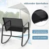 A black rocking chair is shown in a modern outdoor setting with a pool in the background. Podgląd zdjęcia produktu