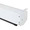 Close-up of the end of a white projector screen housing, showing mounting brackets and screws. Podgląd zdjęcia produktu