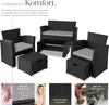 A rattan seating group displayed with text and detail images highlighting features. Náhled obrázku produktu