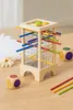 Holz Lernspiel für Kinder ab 3 Jahren, Spielbrett ca. 8x16,5x8 cm, mit Bällen und Stäbchen Produktbild-Vorschau