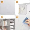 Collage of images showing features and use of a modular storage unit. Voir les images du produit