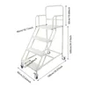 A white, four-step rolling ladder with handrails and wheels, shown against a white background with measurement annotations. Náhled obrázku produktu
