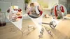 A Bosch ErgoMixx hand mixer and its attachments are displayed on a wooden countertop, with three circular insets showing the mixer in use. Produktbild-Vorschau