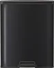 A front view of a black rectangular trash can with a foot pedal. Produktbild-Vorschau