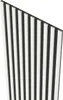 A close-up, angled view of a white slatted acoustic panel mounted on a black backing. Náhled obrázku produktu