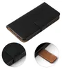A black flip-style phone case is shown against a white background, with two close-up insets highlighting the closure mechanism and interior. Produktbild-Vorschau