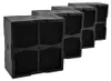 Four black carbon filters are arranged diagonally on a white background. Voir les images du produit