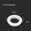 A white round LED spotlight fitting with dimensions indicated. Voir les images du produit