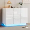 MODFU Buffet Blanc Brillant avec Éclairage LED - Meuble de Voir les images du produit 8