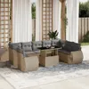 10-tlg. Garten-Sofagarnitur mit Kissen Beige Poly Rattan, Produktbild-Vorschau 1