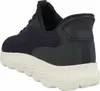 A side view of a navy blue Geox sneaker with a white sole. Voir les images du produit