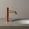 A copper faucet is shown on a concrete countertop next to a sink. Náhled obrázku produktu